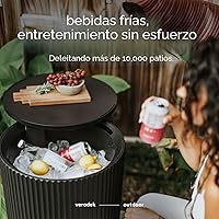 Vista 7 de Veradek Mesa auxiliar enfriadora para exteriores - 2 en 1, negra, 21 pulgadas