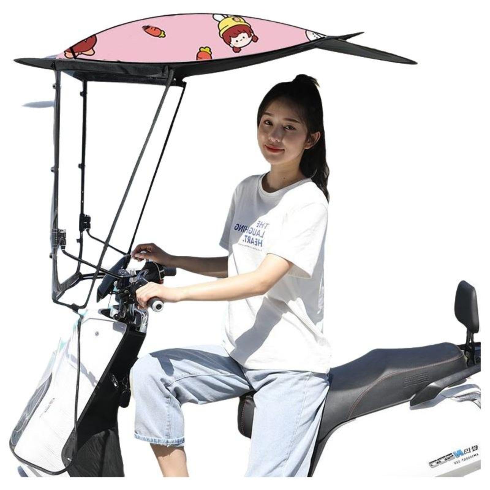 Vehicle Scooter Sun Shield, Waterproof rain Cover, Sun Protection, Universal fit Pink Girl with Mirror-image-18
