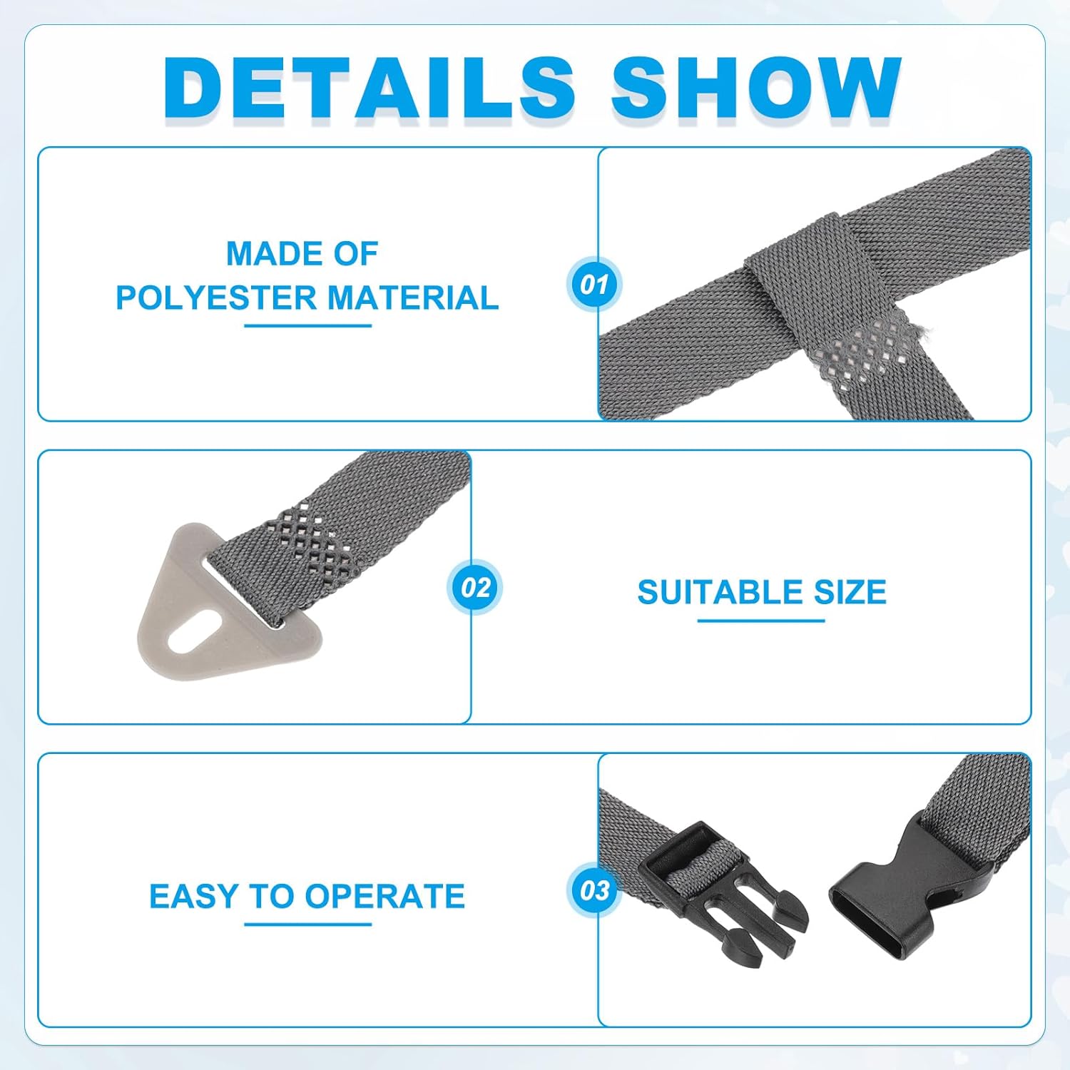 PATIKIL 27.5" Hard Hat Chin Straps Universal, Hat Chin Strap Adjustable Helmet Strap Accessory with Protective Buckle for Construction Industrial Outdoor Vertical Hole, Grey