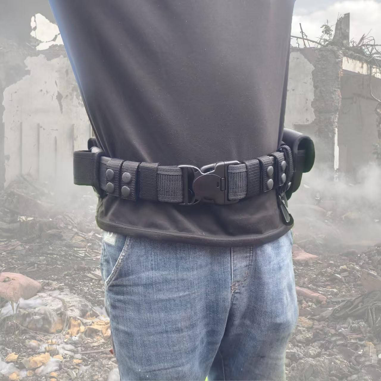 Duty Belt w/Nylon Tactical Security Guard Utility Belts Rig, Law Enforcement Set with 4 Pcs Keepers Outer Inner Belt - Image 2