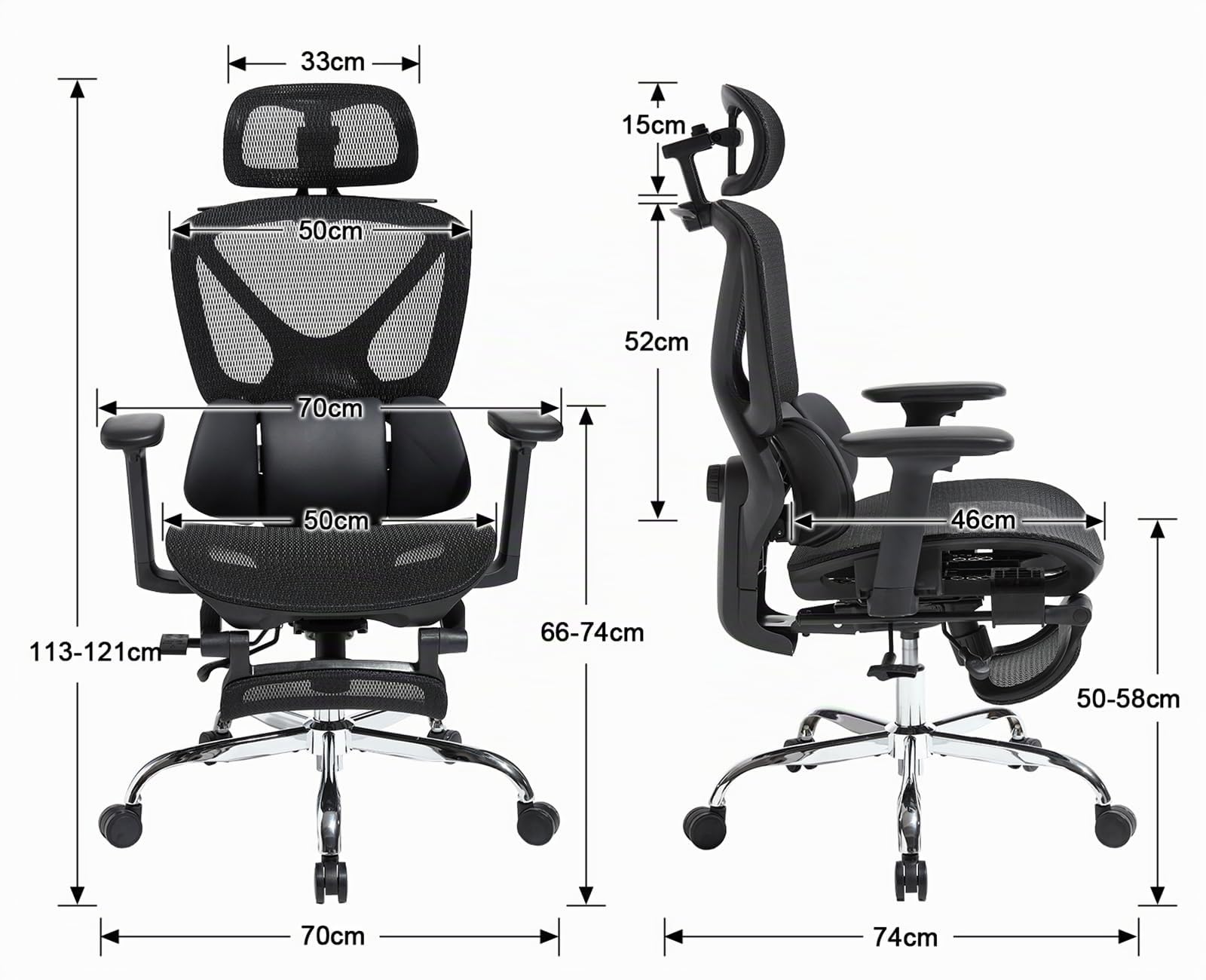 Sedia Ufficio con Supporto Lombare, Bracciolo Ribaltabile, Nero | Sedia Scrivania Ergonomica Poggiatesta, Sedia Gaming Traspirante e Regolabile per Casa