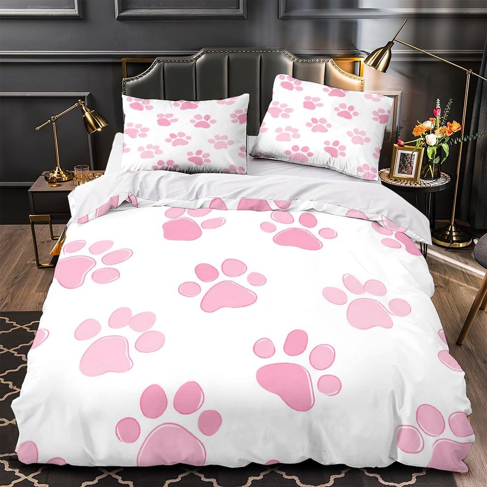 Housse de couette lotus rose hypoallergénique microfibre 200x200