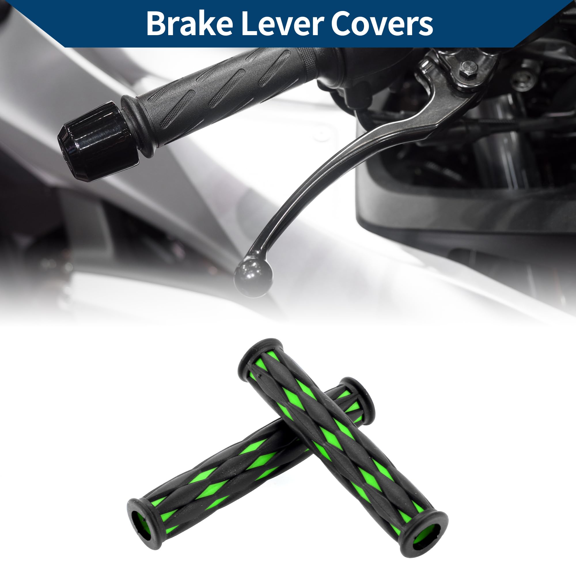 1/2" 12mm Copertura Leva Freno Universale per Moto Manopola Antiscivolo in Gomma per Moto Scooter Bicicletta Bici Nero Verde 1 Coppia
