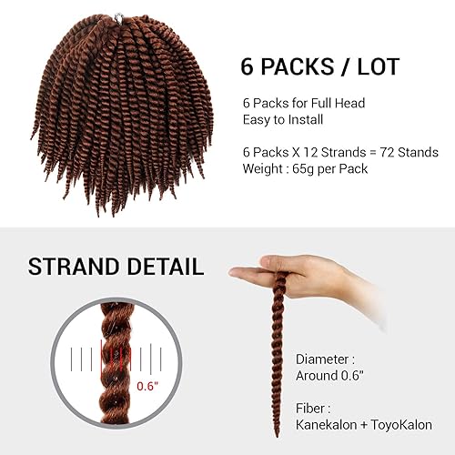 Miniatura 2 de Trenzas de ganchillo de pelo sintético auténtico doble Jumbo Senegalese Twist 12" (30)