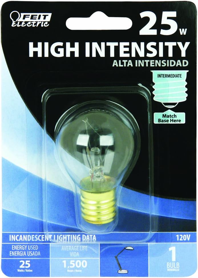 Feit Electric 25-Watt S11 High Intensity Incandescent Light Bulb, 2700K Soft White, 2.2" H x 1.4" D