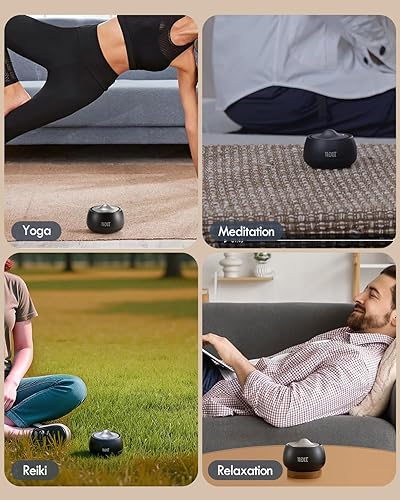 Miniatura 7 de Cuenco tibetano electrónico portátil, 8 frecuencias de curación (396-963 Hz), modo automáticomanual, vibración y temporizador, dispositivo de