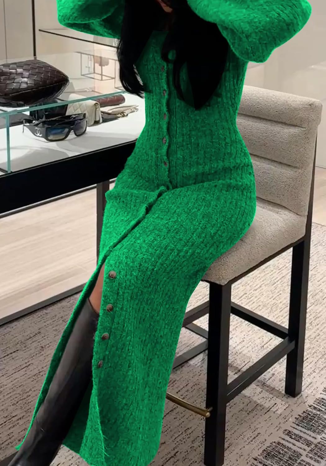 Unybwonn Long Cardigans for Women Chunky Cable Knit Duster Sweater Cover up Maxi Dress Long Sleeve Button Down Cardigan