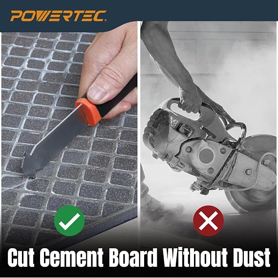 POWERTEC Heavy Duty Backer Board Scoring Knife, Ergonomic Grip, Dual Tungsten Carbide Blades for Tile Cement Board, Laminate (71903) 1 Pack
