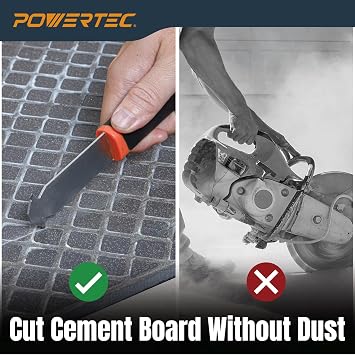 POWERTEC Heavy Duty Backer Board Scoring Knife, Ergonomic Grip, Dual Tungsten Carbide Blades for Tile Cement Board, Laminate (71903) 1 Pack