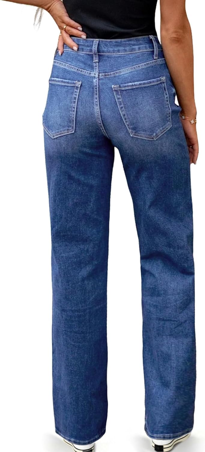 Women's High Waisted Straight Leg Jeans Stretchy Wide Leg Bootcut Denim Pants 2025 ... - Image 4