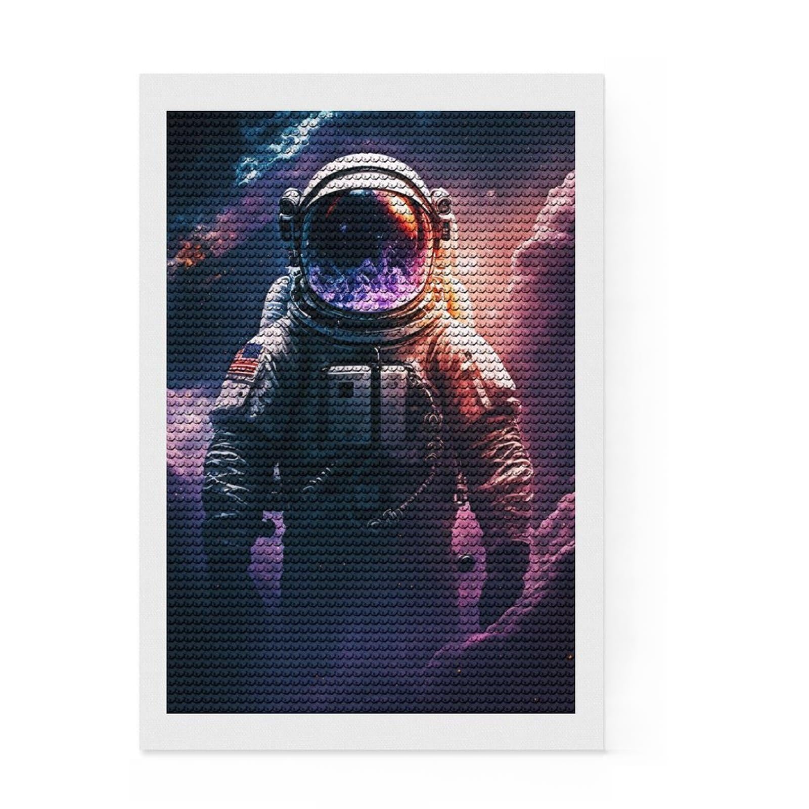 Junmoney Astronaut in Space Diamond Art Canvas 8"x12", Relaxing DIY Hobby, Satisfying Creative Project, Farmhouse Decor, for Women