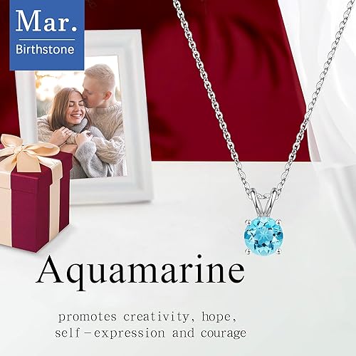 Miniatura 2 de SMILEST Collar de piedra natal para mujer, mamá, esposa, colgante de piedra natal de corte redondo brillante de 18 quilates, chapado en oro rosa