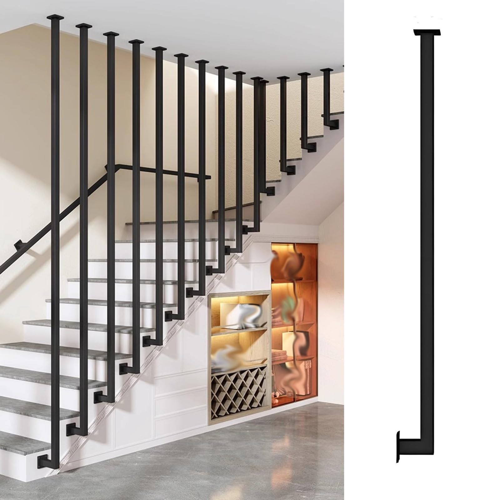 Main courante pour escalier de bureau et rampes métalliques modulables chez soi