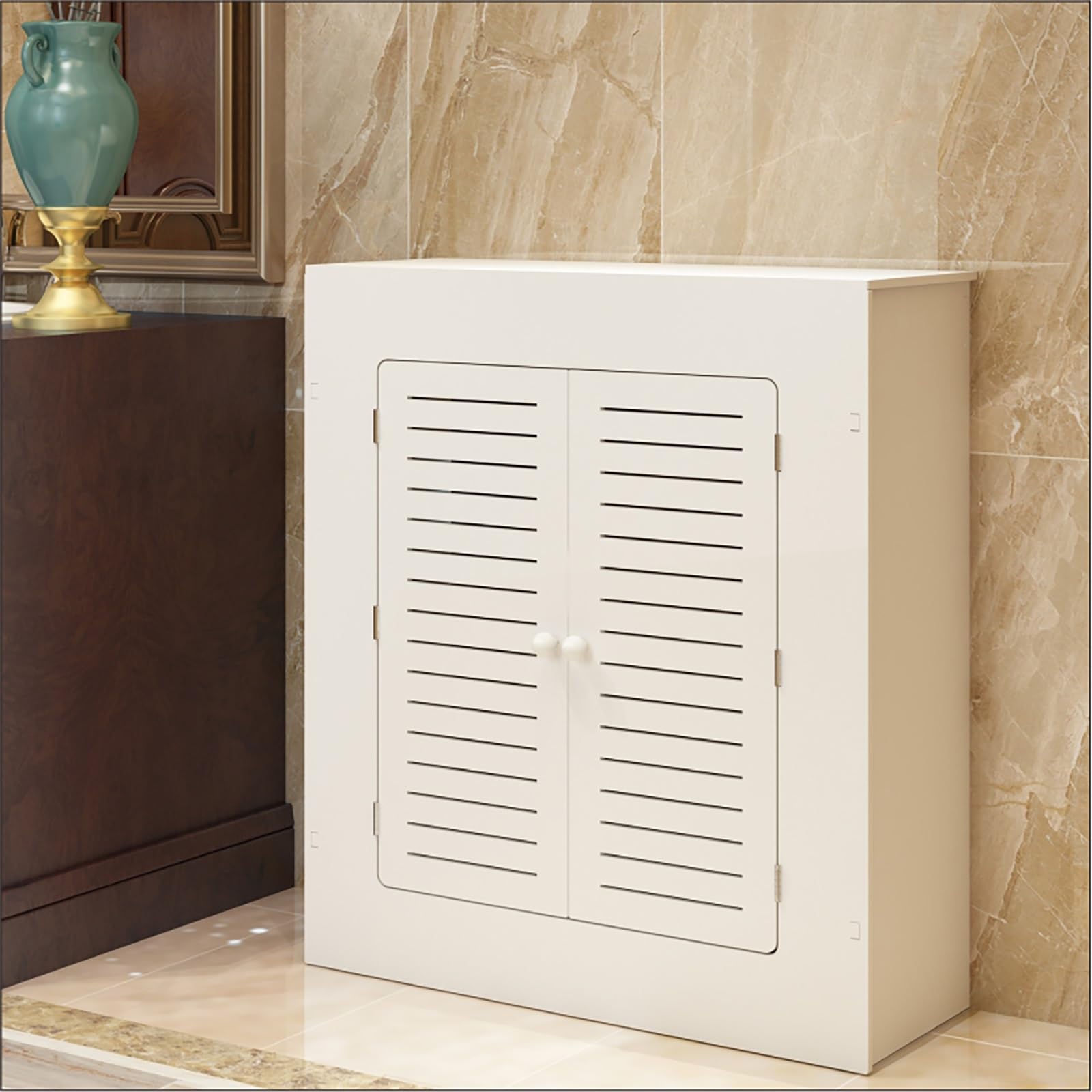 Cubierta de radiador de láminas con 2 puertas para mueble de pared y válvula