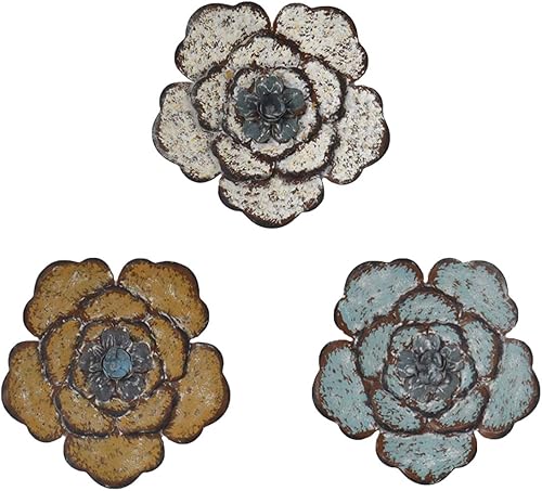 Arte de pared de flores de metal grande, múltiples capas, decoración del hogar, para el hogar o al aire libre, jardín, porche, patio