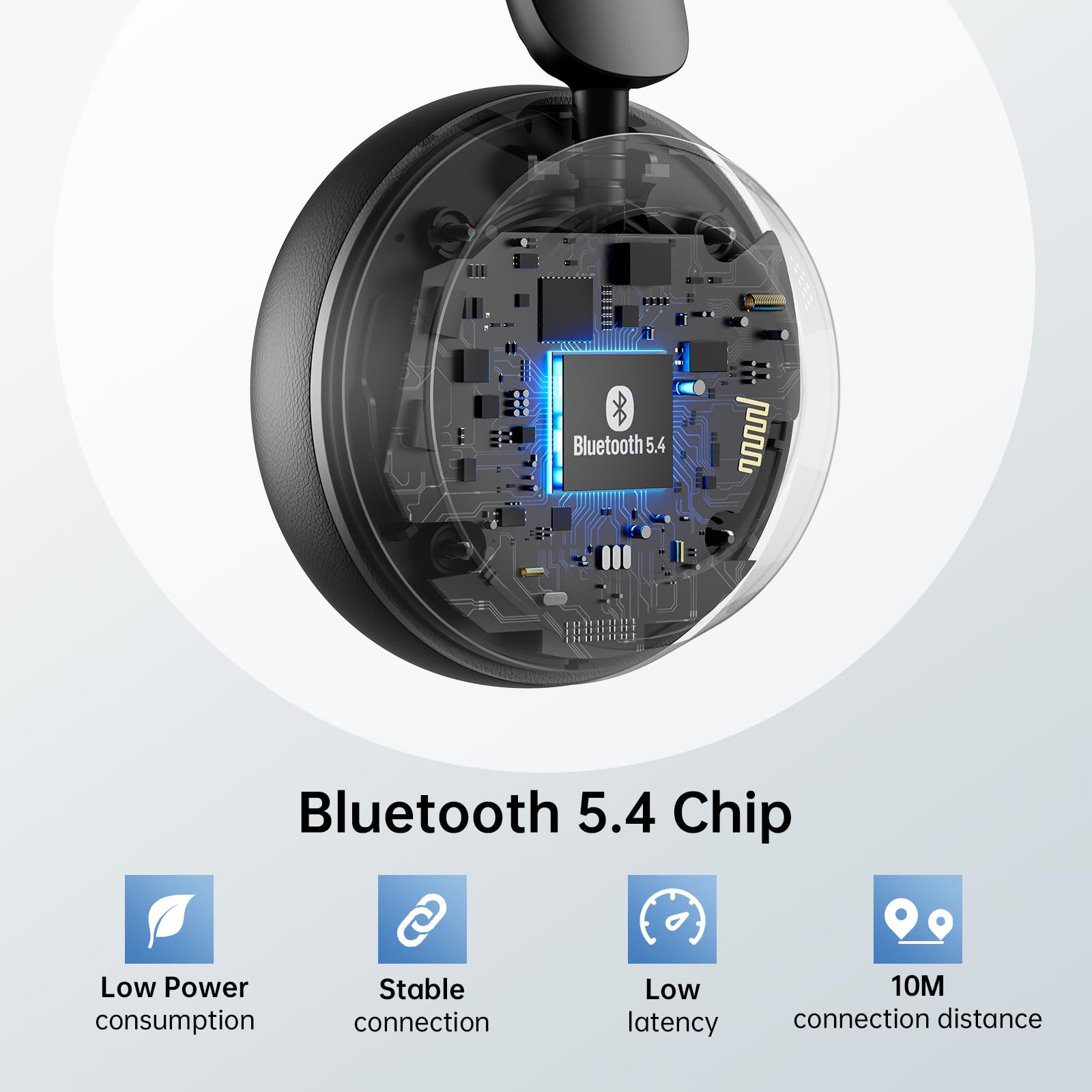 EKSA H35 Casque Bluetooth, Casque sans Fil avec Microphone, [25 Hrs D'autonomie&169g Ultra-Léger], Casque avec Réduction du Bruit par AI, Wireless Casque PC adapté Télétravail/Centre D'appels/Bureau