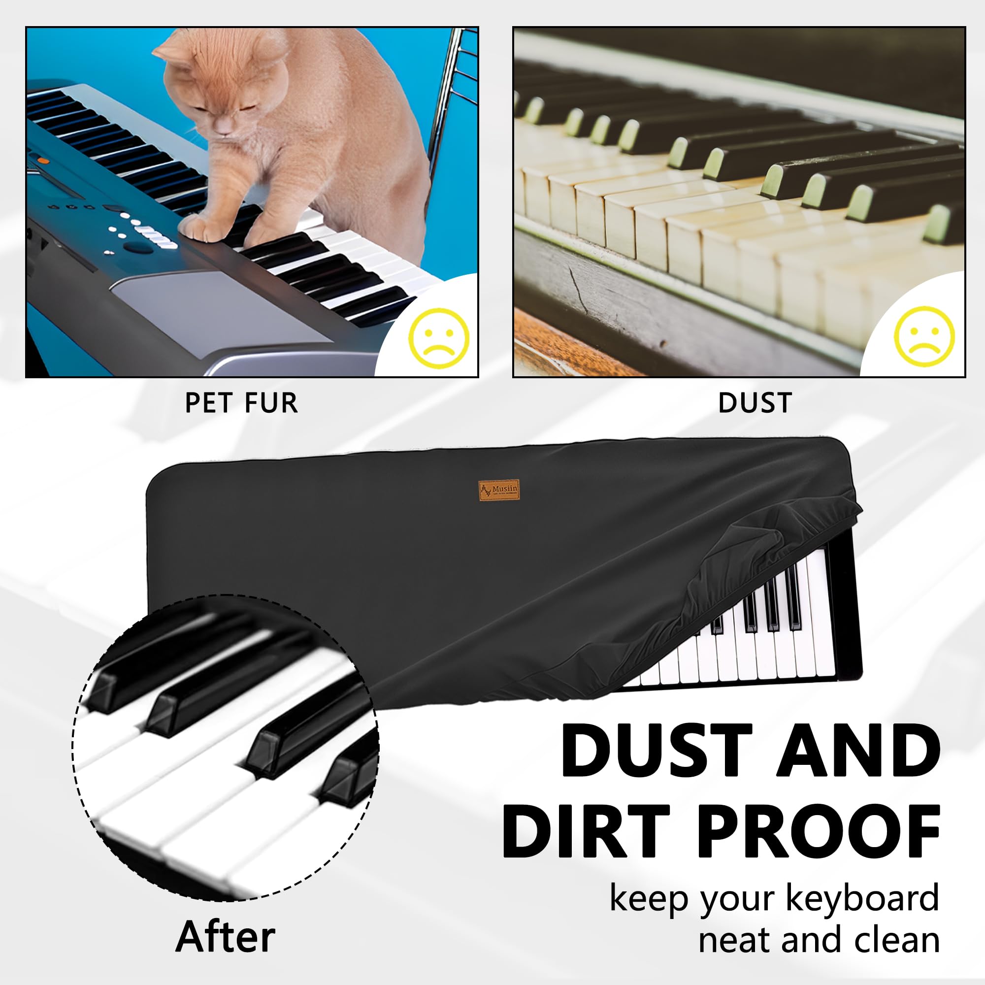 Musiin Staubschutz für Klaviertastatur mit 49 Tasten, kompatibel mit A-500PRO, NI A49, Nektar Panorama T4 49, M-Audio Oxygen 49, Premium Chinlon, kratz- und staubdicht, Soft-Touch- und passgenaues