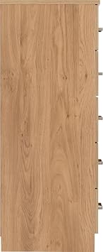 Seconique Dakota 5 Drawer Narrow, Slim Chest in Oak Effect