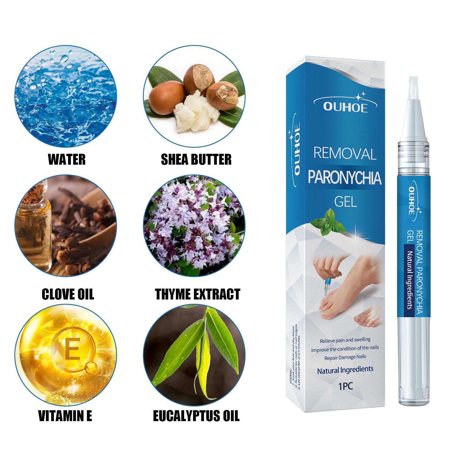 4 Pezzi Nail Care Pen, con Lima Unghie, Penna per la Cura Delle Unghie, Ricco di Ingredienti Naturali Come Burro di Karité, Olio di Chiodi di Garofano, Estratto di Timo, Vitamina E, Olio di Eucalipto