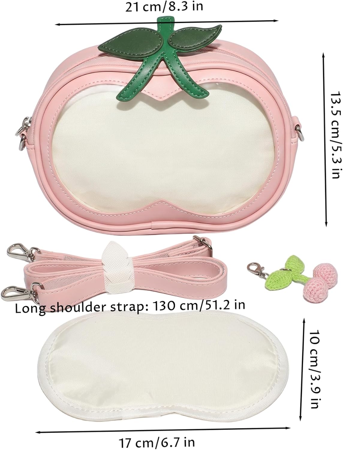 Ita Bag Crossbody, Cherry-shaped Pin Display Bag With Transparent Window & Large Storage For Anime Fans Style 1. image 4