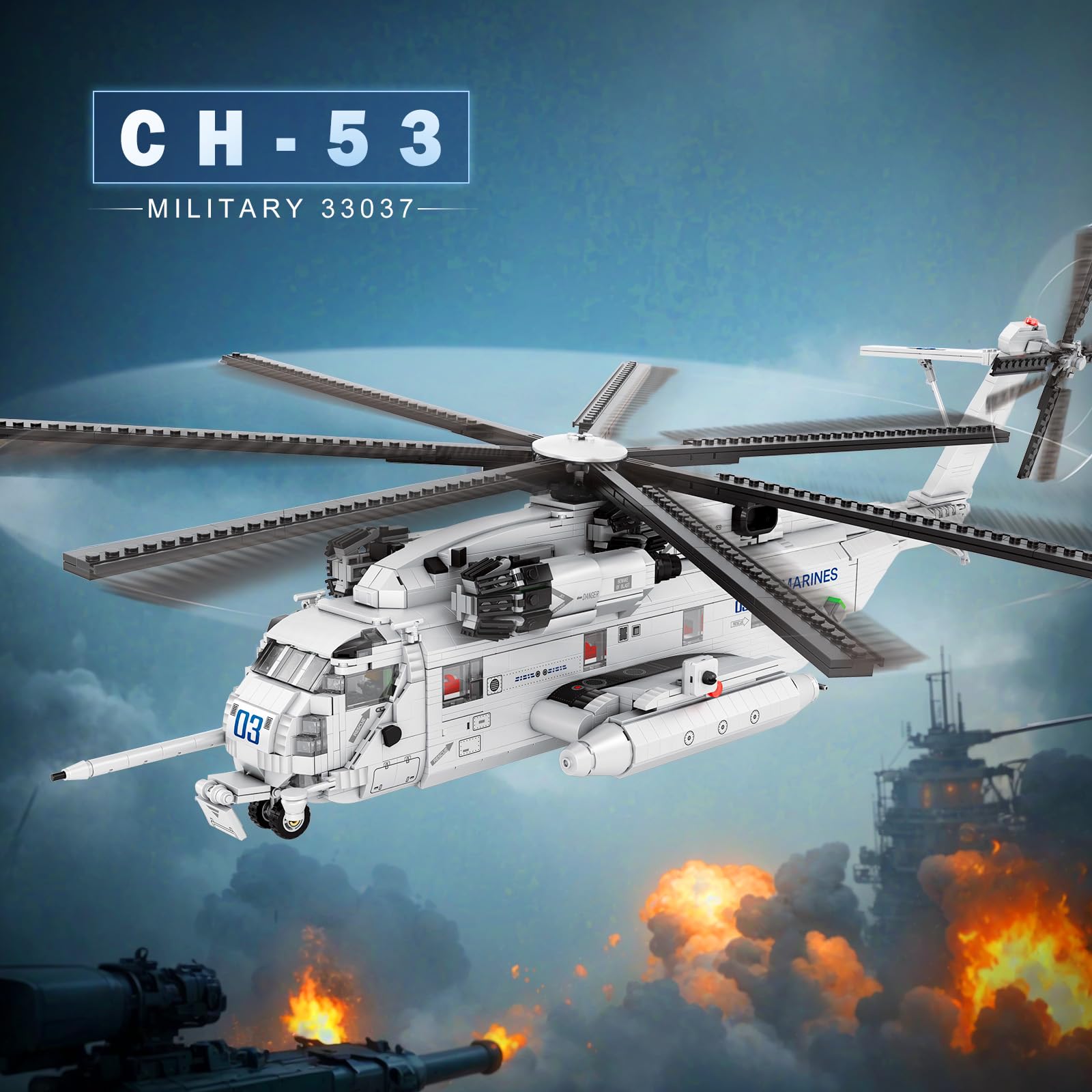 CH-53 Helicopter Building Set 33037, Military Transport Helicopter Toy Aircraft Model Kit for Men, Ideal Airplane Toy Gifts for Boys Kids 14+, Adults and Military Fans
