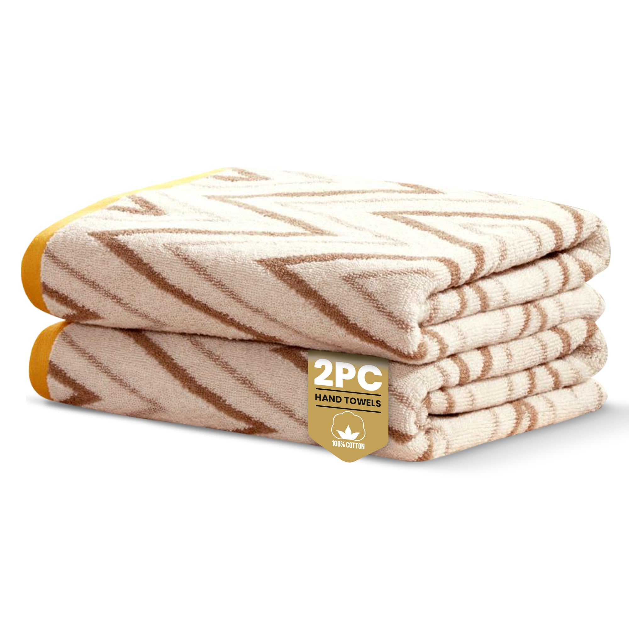Rapport Home Helix Hand Towels 2 Pack | Natural | 50x85cm | Luxurious 500GSM 100% Cotton | Oeko-Tex Certified Absorbent & Soft