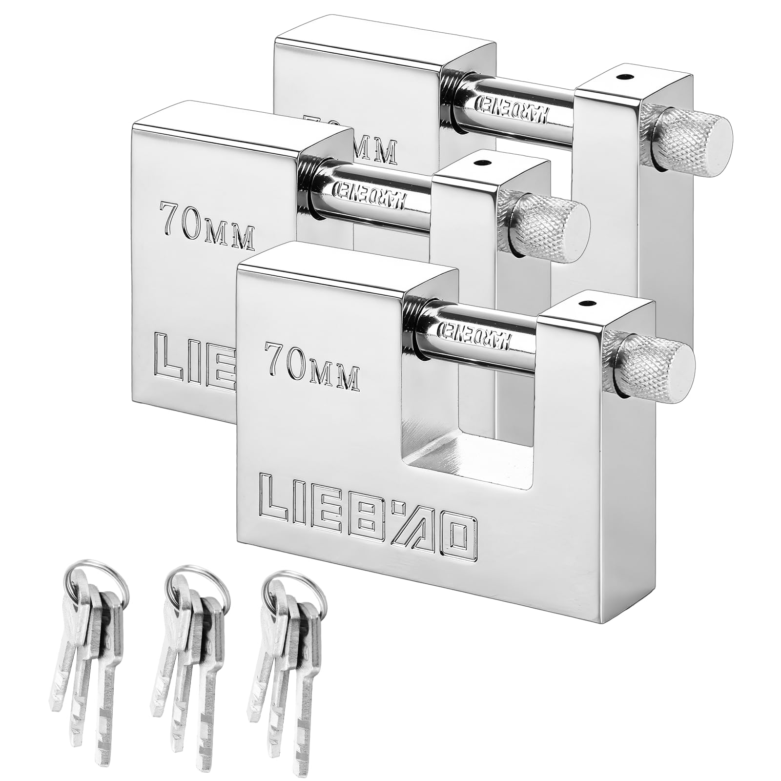 YKUKIZEE 3 Pack 70 mm Container Padlocks Keyed Alike, Heavy Duty Shipping Container Padlock, High Security Container Padlocks with Same Keys for Outdoor Warehouse Shed Gate Garage