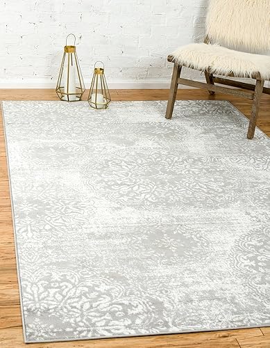 Miniatura 16 de Unique Loom - Tapete rectangular de 9 x 12 pies, estilo clásico y tradicional, colección Sofía, modelo 3138656, color beige., Polipropileno, Gris