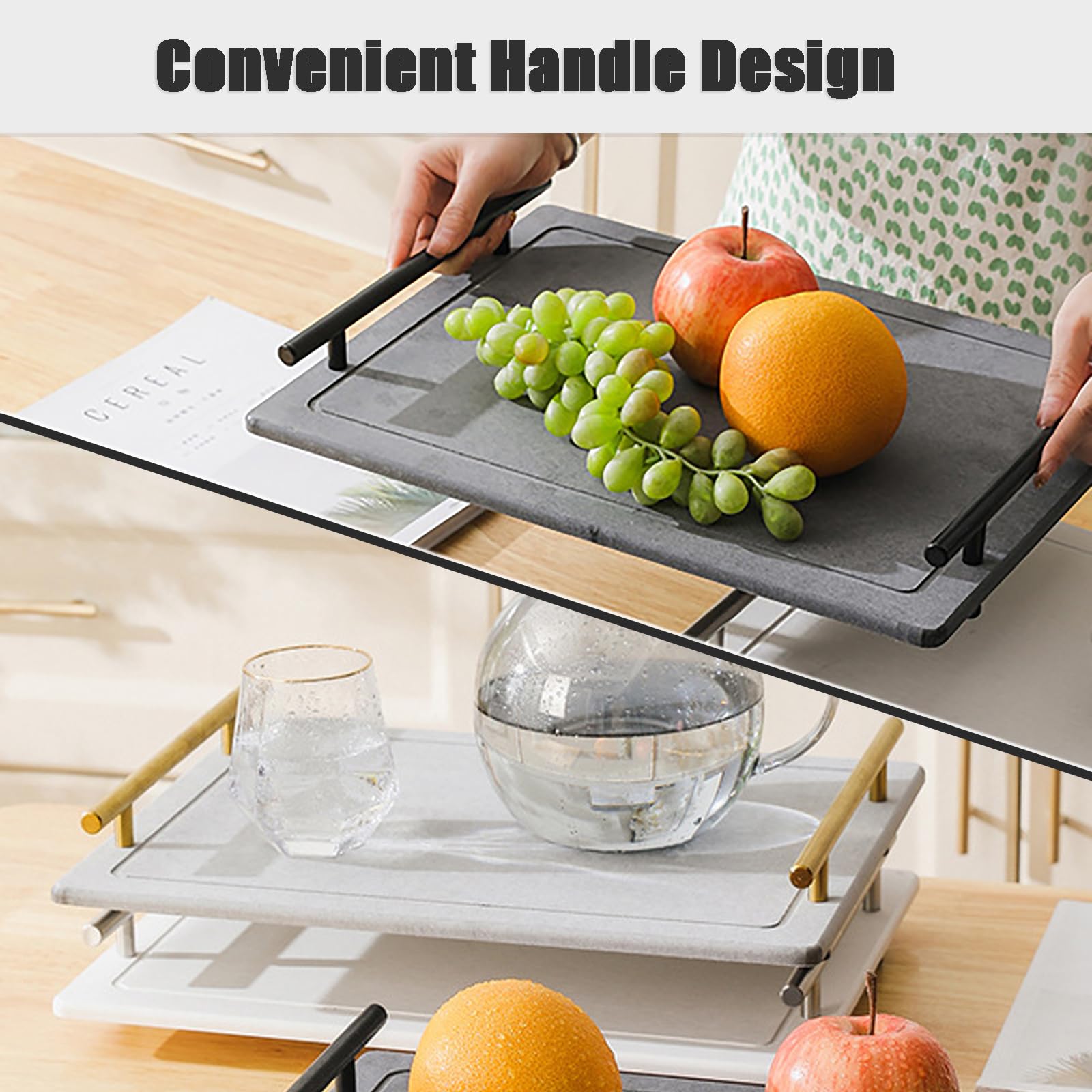 Diatomaceous Earth Stone Drying Mat For Kitchen & Bath - Fast-Dry, Non-Slip Counter Mat With Steel Legs, Dark Gray 15.7x11.8 Inch - View #5