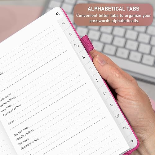 Miniatura 5 de GoGirl Cuaderno para contraseñas con pestañas alfabéticas, diario de direcciones de Internet y contraseñas para guardar inicios de sesión de sitios
