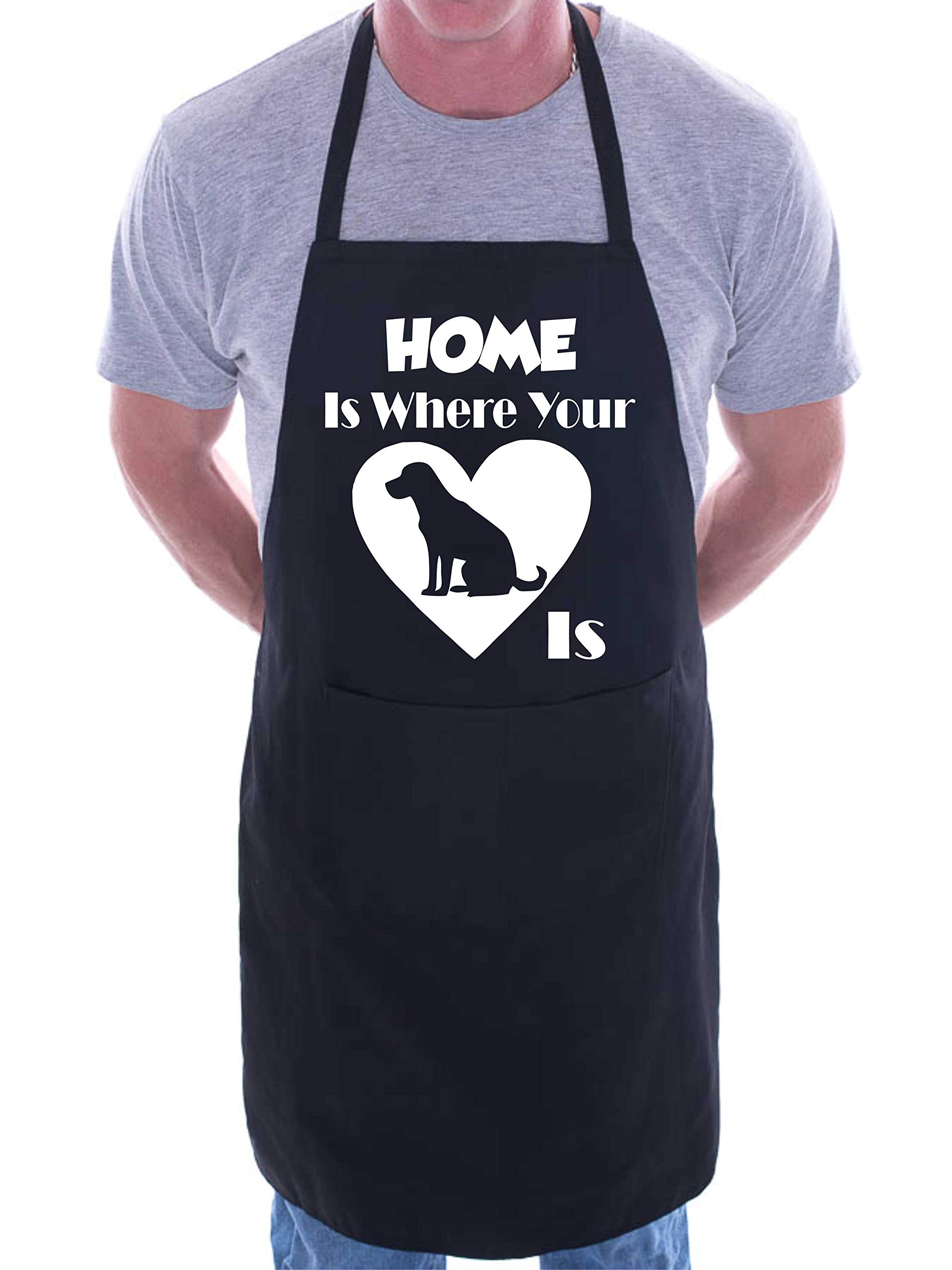 Print4u Women's Black Home Is Where Your Labrador Is Apron Cooking Novelty Bbq Gag Gift Present For Dog Lover Mens