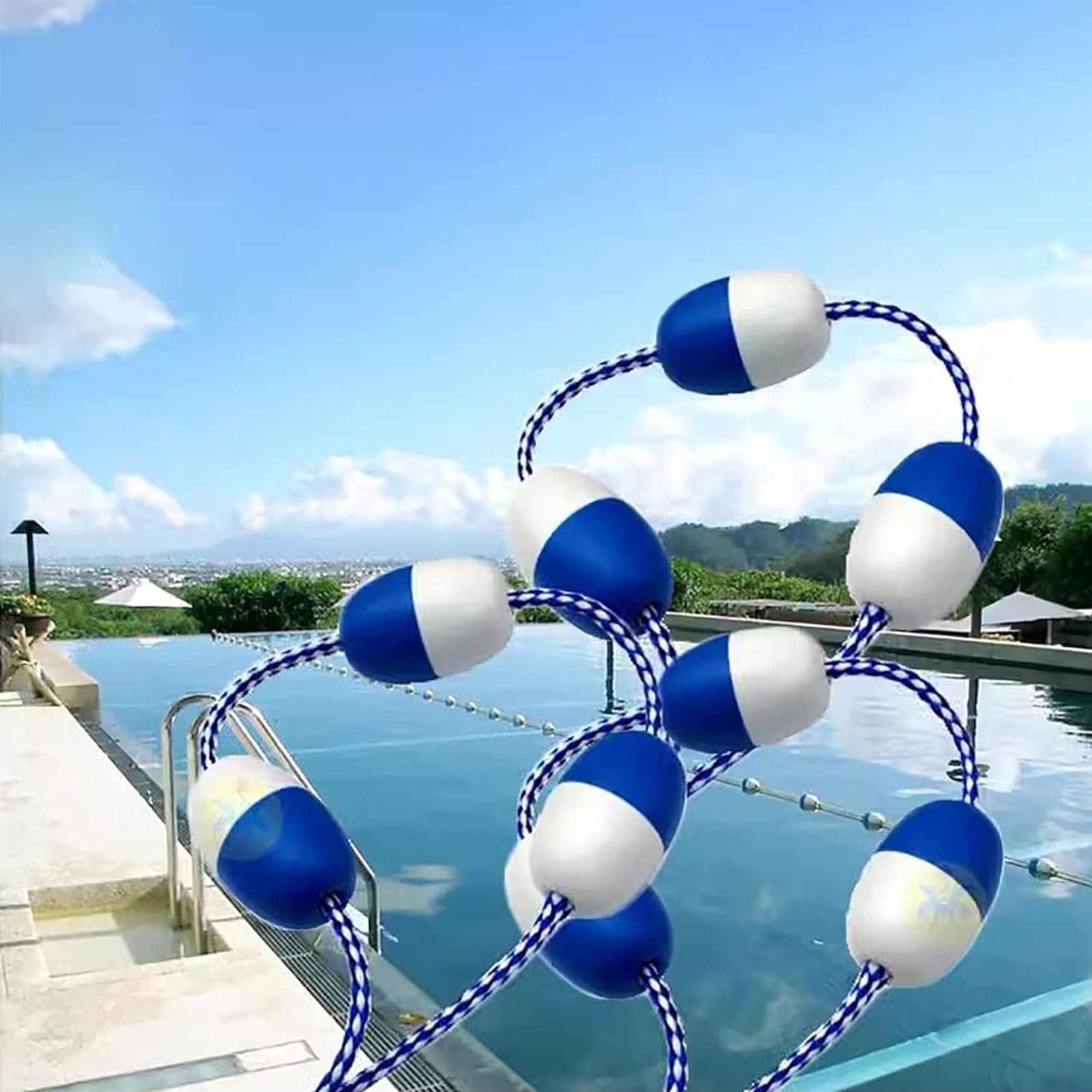 Bouée flottante de 10 m et ligne de séparation de piscine portable pour zone de baignade sûre