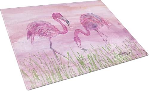 Caroline's Treasures SC2018LCB Tabla de cortar de vidrio de flamencos Tabla de cortar y servir de cocina de vidrio templado decorativa grande Tabla