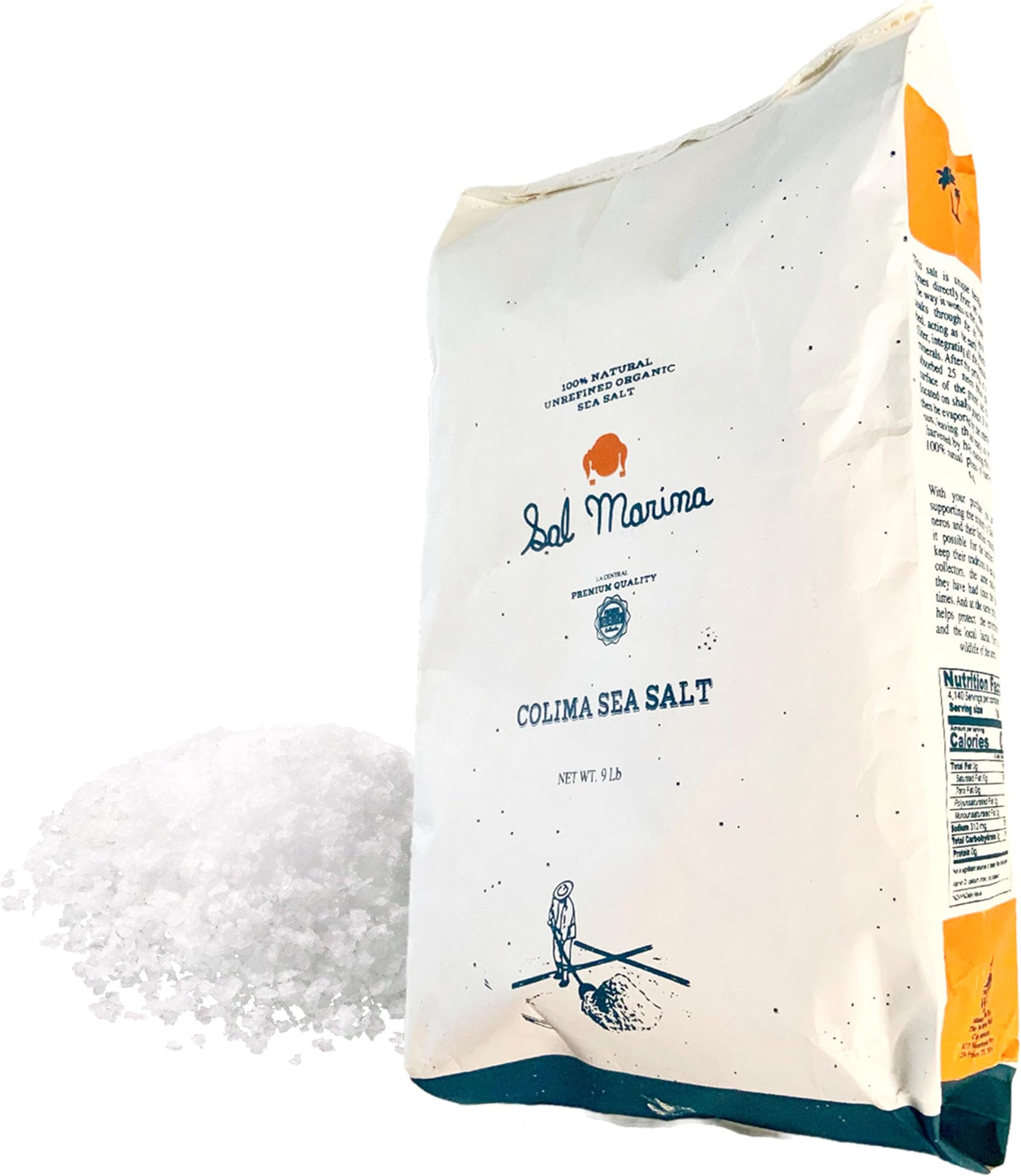 SAL MARINA | Unrefined Colima Sea Salt 9lbs | Kosher Salt 100% Natural - Vegan Gluten Free Organic Table Salt Seasoning Food