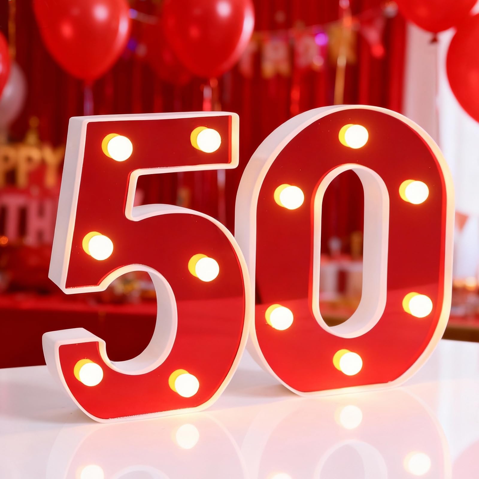 Yilnlg 50 Light up Numbers, 50th Wedding Anniversary Decoration, Marquee Numbers Lights 50, Lighted Number Sign, LED Number Lights for 50th Birthday Decorations
