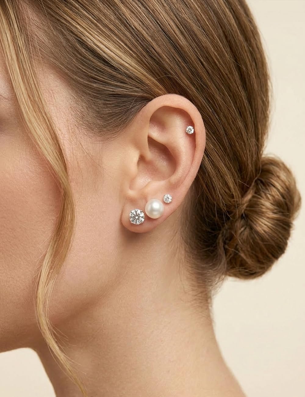 10 Pairs 14K Gold Plated Stud Earrings for Women, Pearl Ball Cubic Zirconia Hypoallergenic Jewelry Sets Piercing Studs Earrings for Women Gift