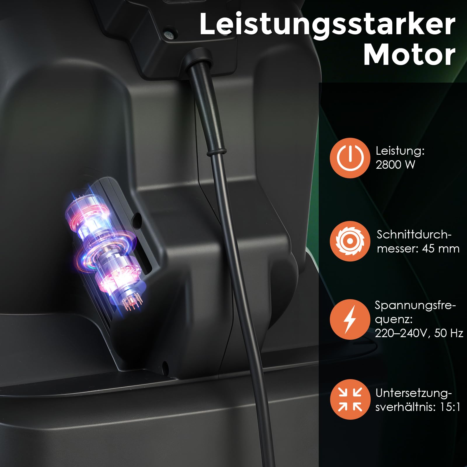 COSTWAY Häcksler Garten 2800 W, Elektro Gartenhäcksler, Elektrischer Walzenhäcksler mit Rädern, 50 L Fangbox | Schnittstärke 45mm | kabelgebunden, Messerhäcksler für und Gartenreinigung (Orange)
