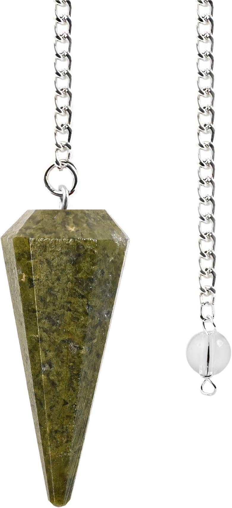 Natural Grass Jasper Crystal Gemstone Rock Pendulum - Green Color - Hexagonal Pointed, Dowsing, Divination, Reiki Charged, Chakra Healing