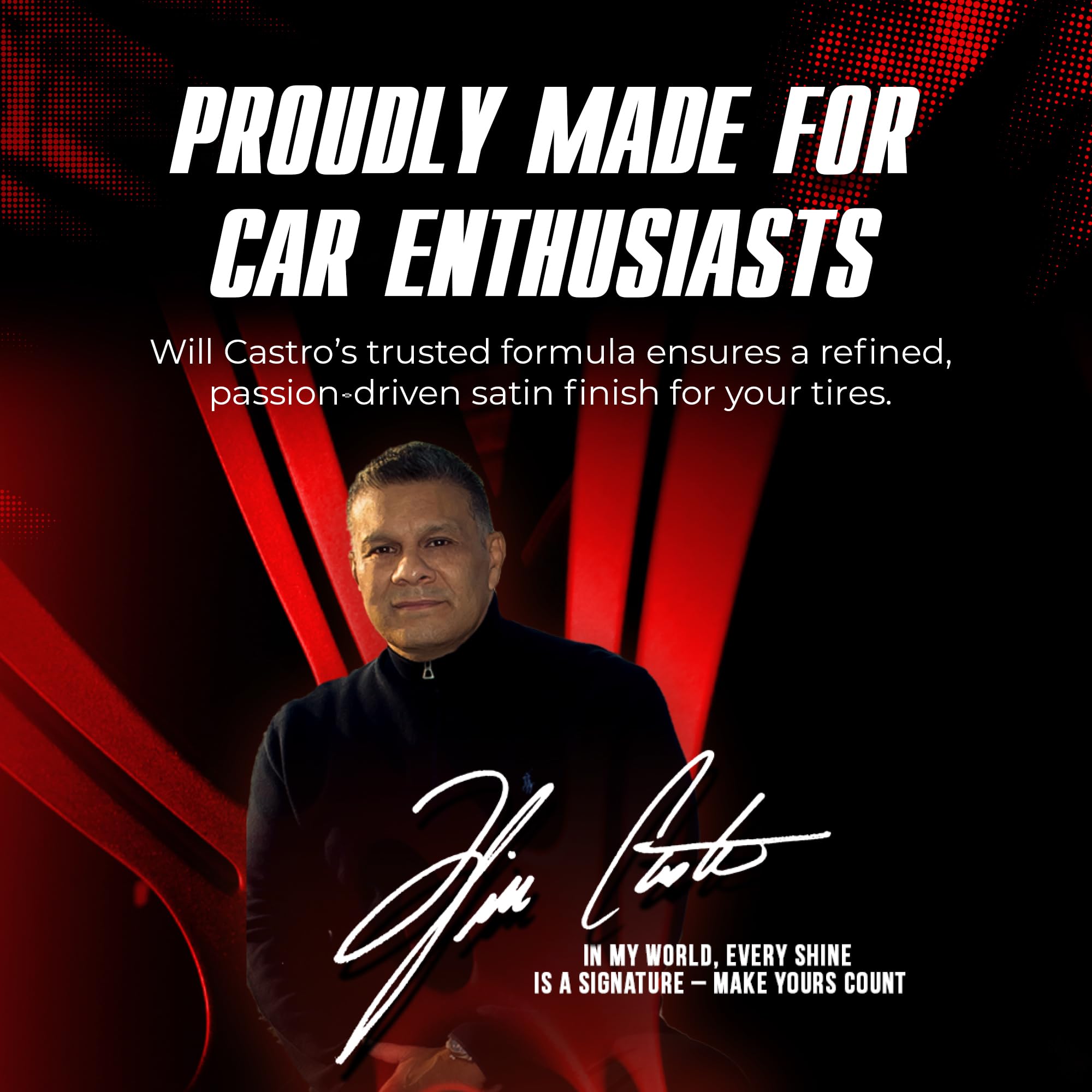 TEAM ÚNICO Tire Shine Satin - 510,3 g, lote de 6 | Fórmula avanzada para un brillo satinado duradero | Protege los neumáticos contra grietas y decoloración | Spray no graso, de baja eslinga