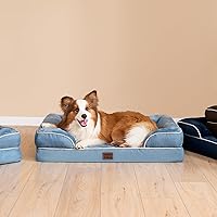 Vista 124 de EHEYCIGA - Cama ortopédica para perro grande, impermeable, de espuma viscoelástica y espuma tipo caja de huevos, bordes elevados, antideslizante