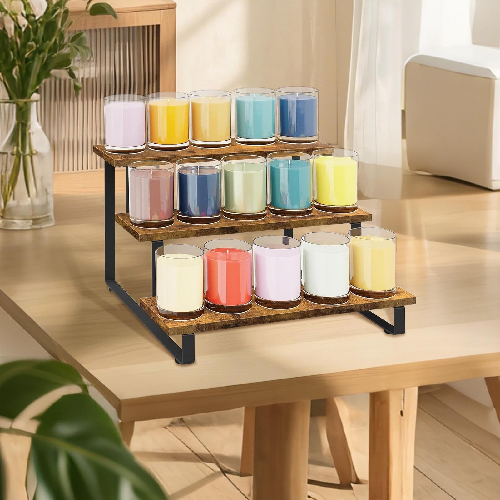 Rehausseurs En Bois Organisateur 3 Niveaux Pour Collections | Presentoir À Parfums Et Bijoux Pour Bagues, Colliers, Poupées, Cosmétiques, Librairie, Bureau Et Salle De Bain