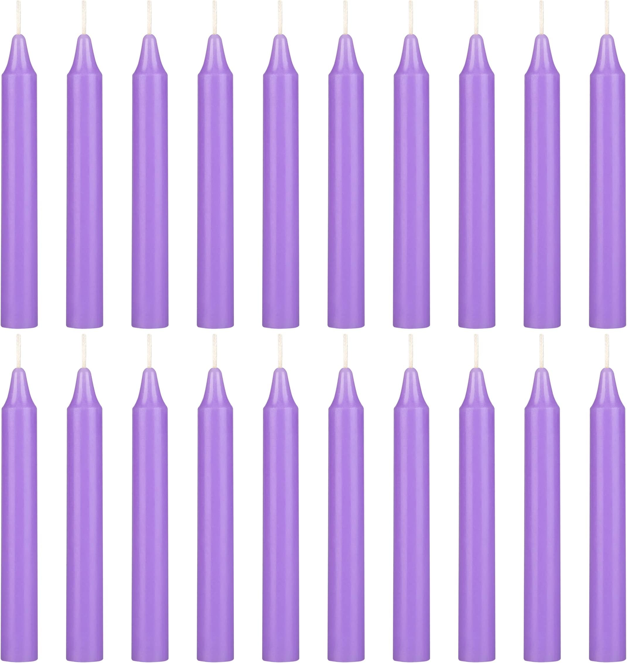 Mega Candles 20 pcs Unscented Lavender Exquisite Mini Taper Spell Candles, 4 Inch Tall x 1/2 Inch Diameter, Magic Chimes, Enchantment, Casting Rituals, Witchcraft, Wiccan, Altar, Metaphysical