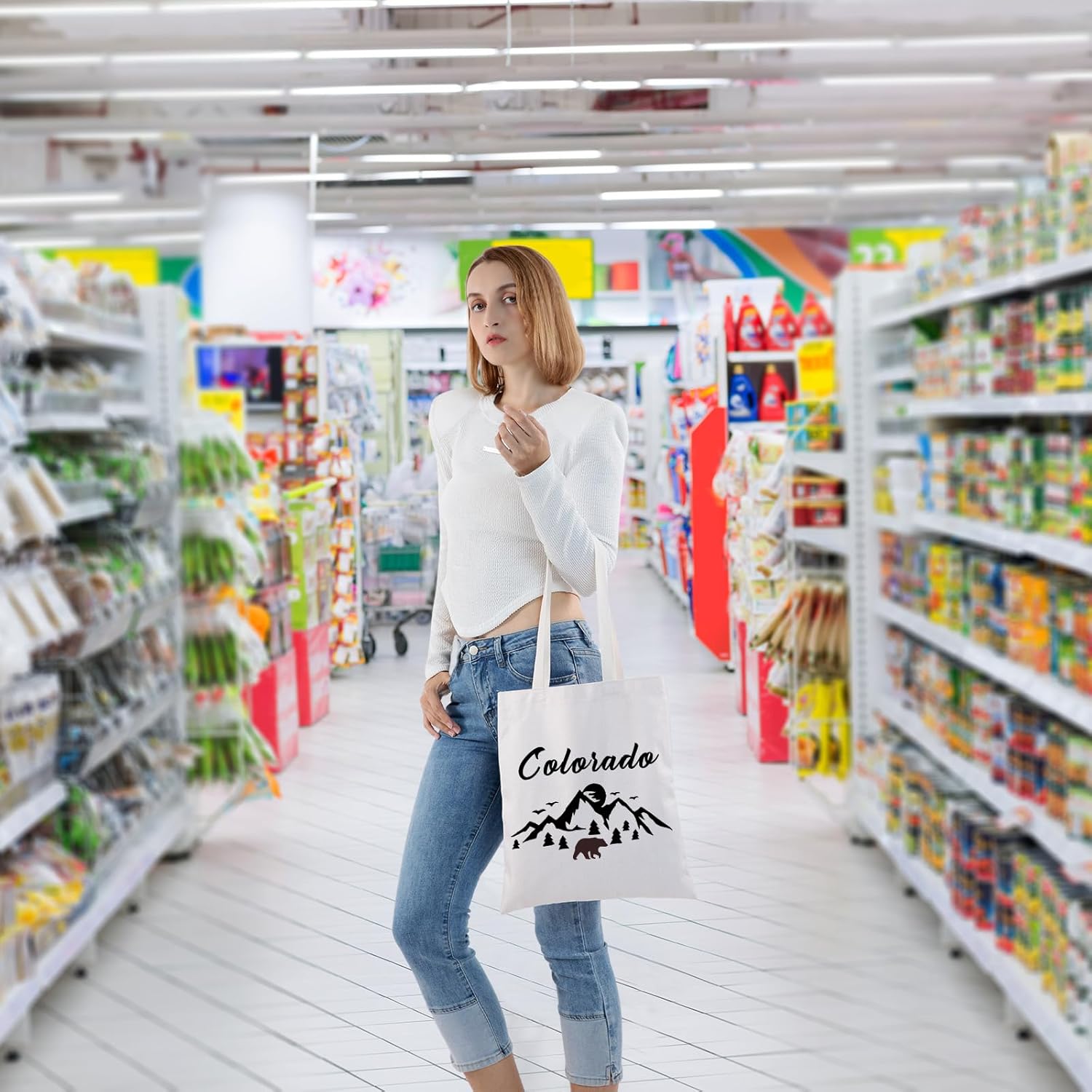 BLUPARK Colorado Souvenir Tote Bag - Colorado Lover Gift & Travel Shopping Bag with Mountain Design - Image 5