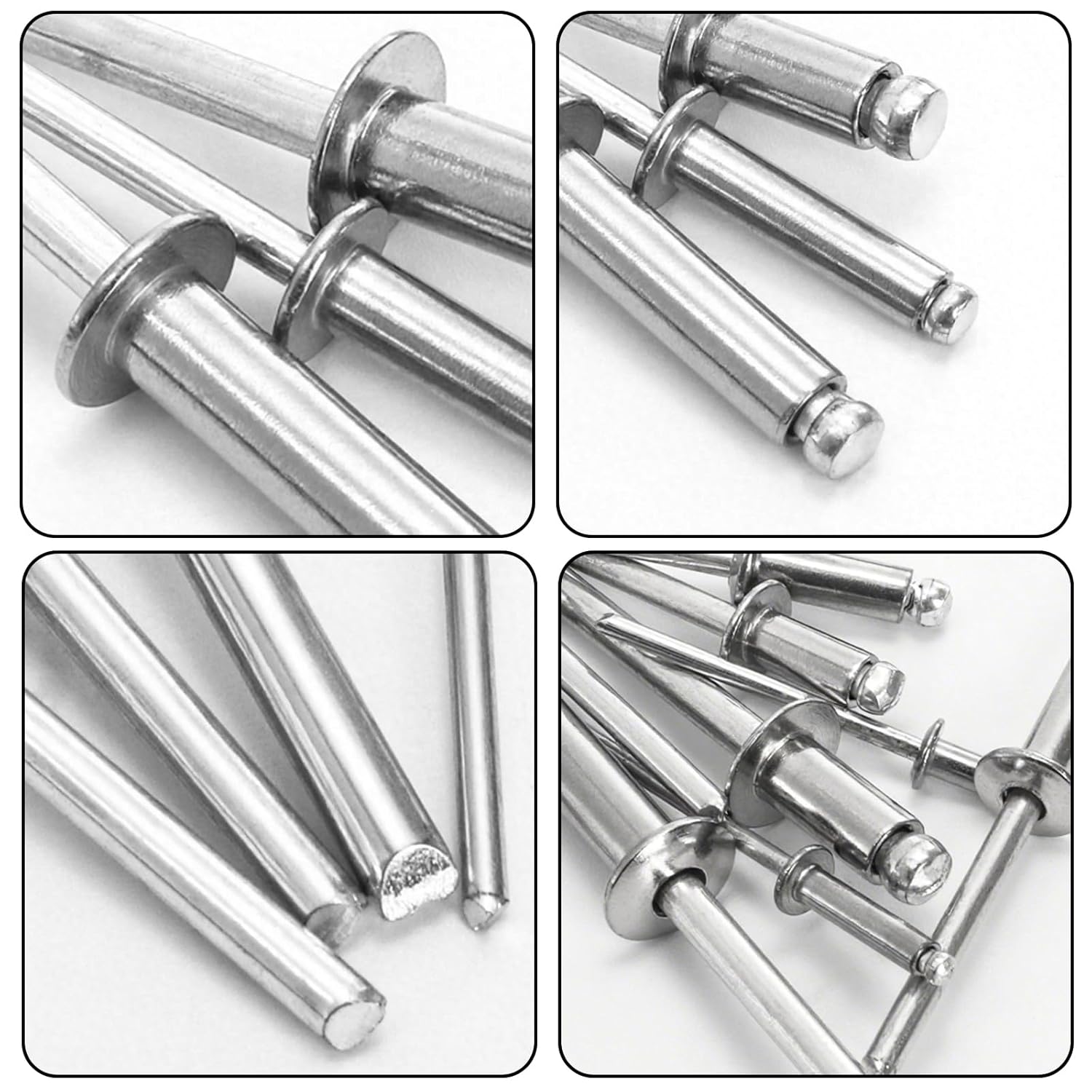 Elsjoy 450 Pieces 304 Stainless Steel Pop Rivets & Washers Assortment Kit, 1/8" 3/16" 1/4" Blind Rivet Set for Metal, Furniture, Automotive, Instruments