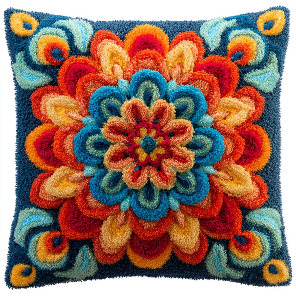 Henypt Latch Hook Cushion Kits for Beginners Flowers