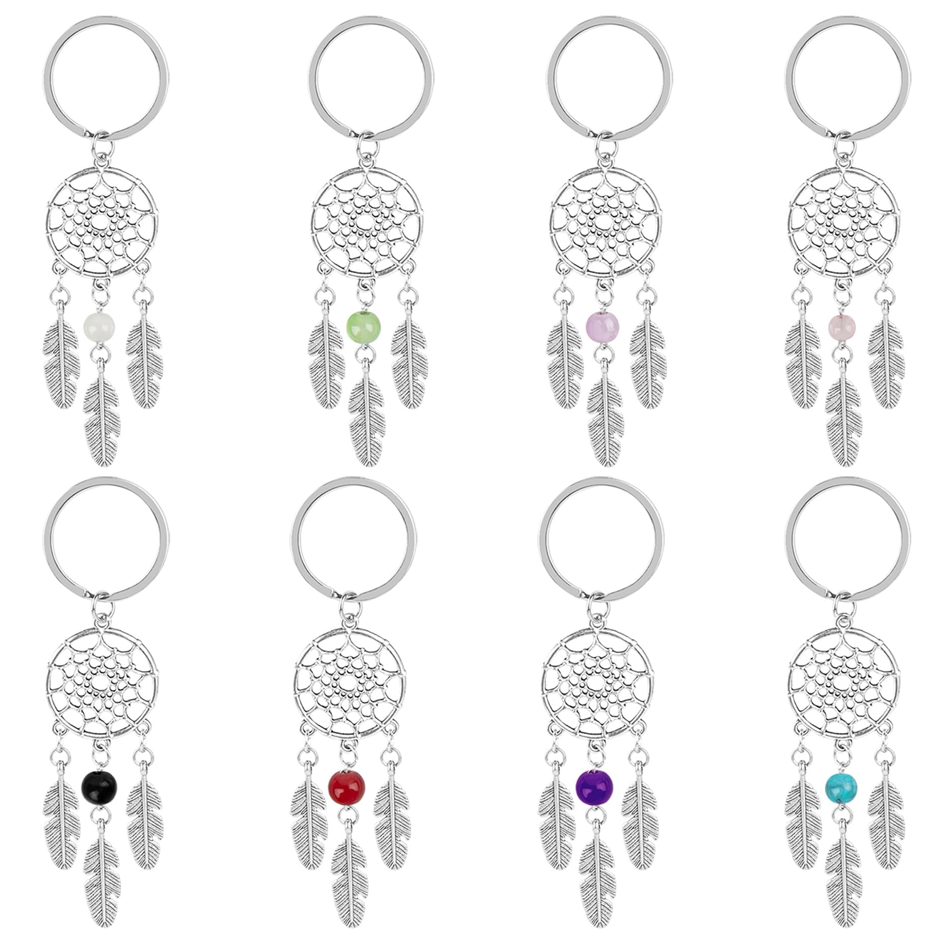 RP Remarkable Power8 Pack Silver Mini Dream Catcher Keychains Keyring Keyring for Bag