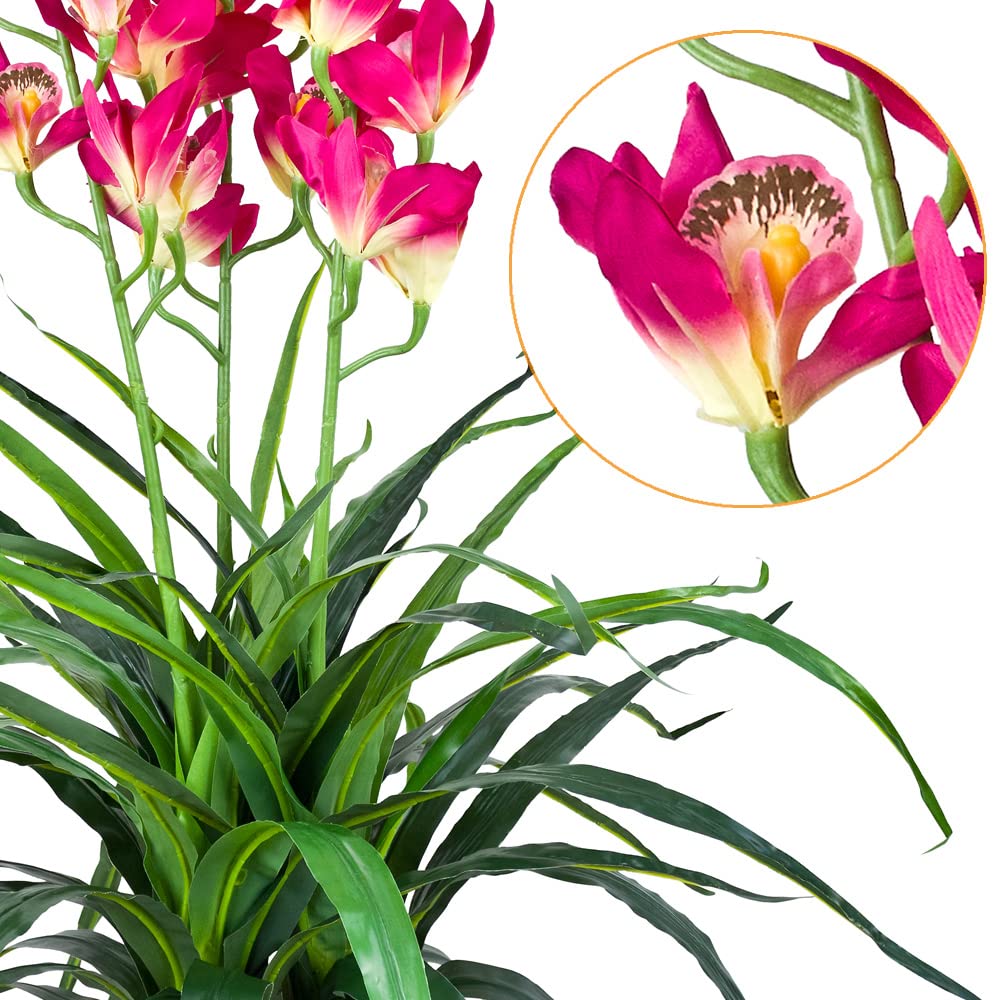 Decovego Orchidée Plante Artificielle Artificiel avec Pot 100cm 27 Fleuraisons Rose