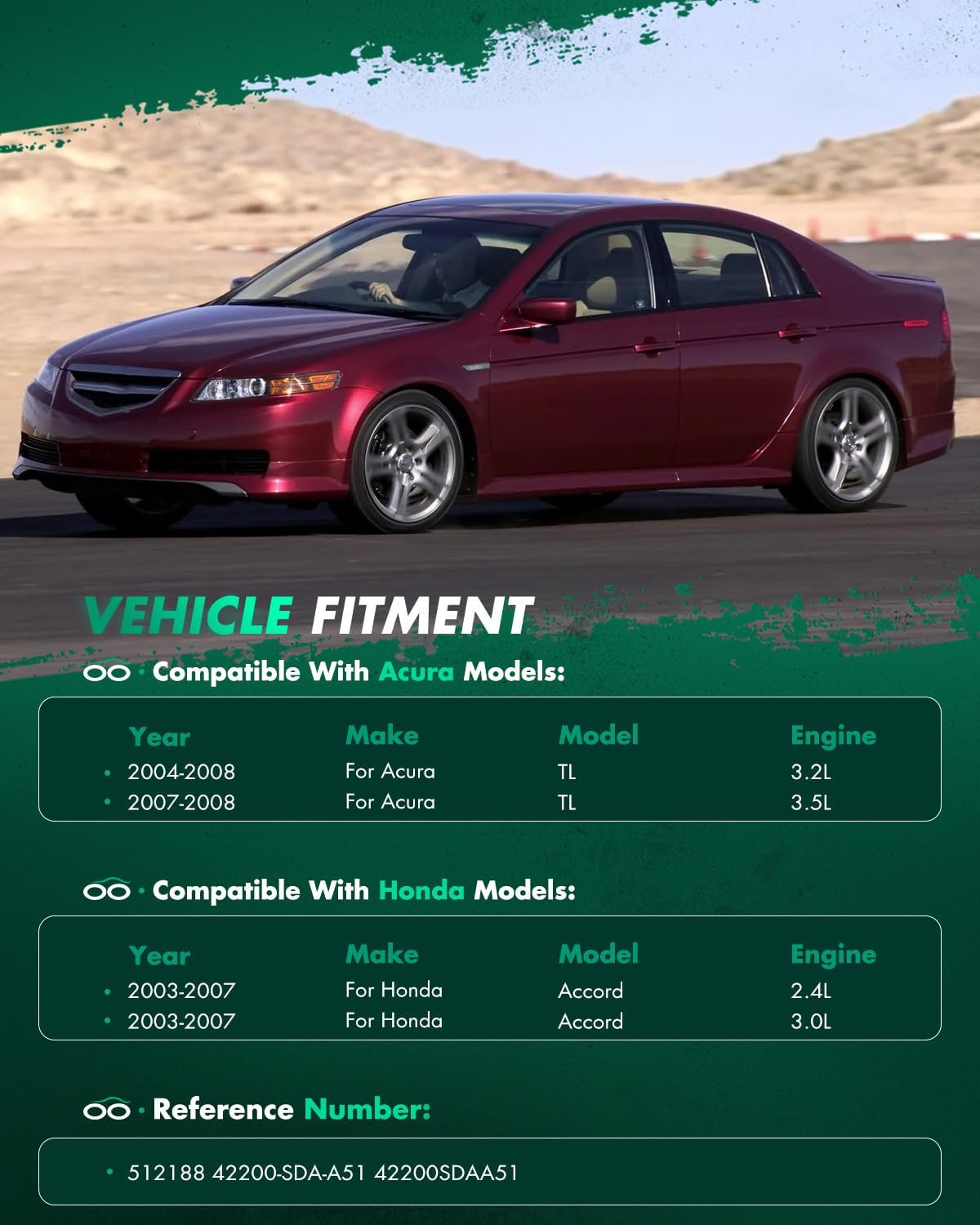 SCITOO 512188 Wheel Bearings and Hub Assembly 2003-2007 for Honda Accord 2004-2008 for Acura TL Rear Hub Bearing Set 5 Lugs 2 Pack