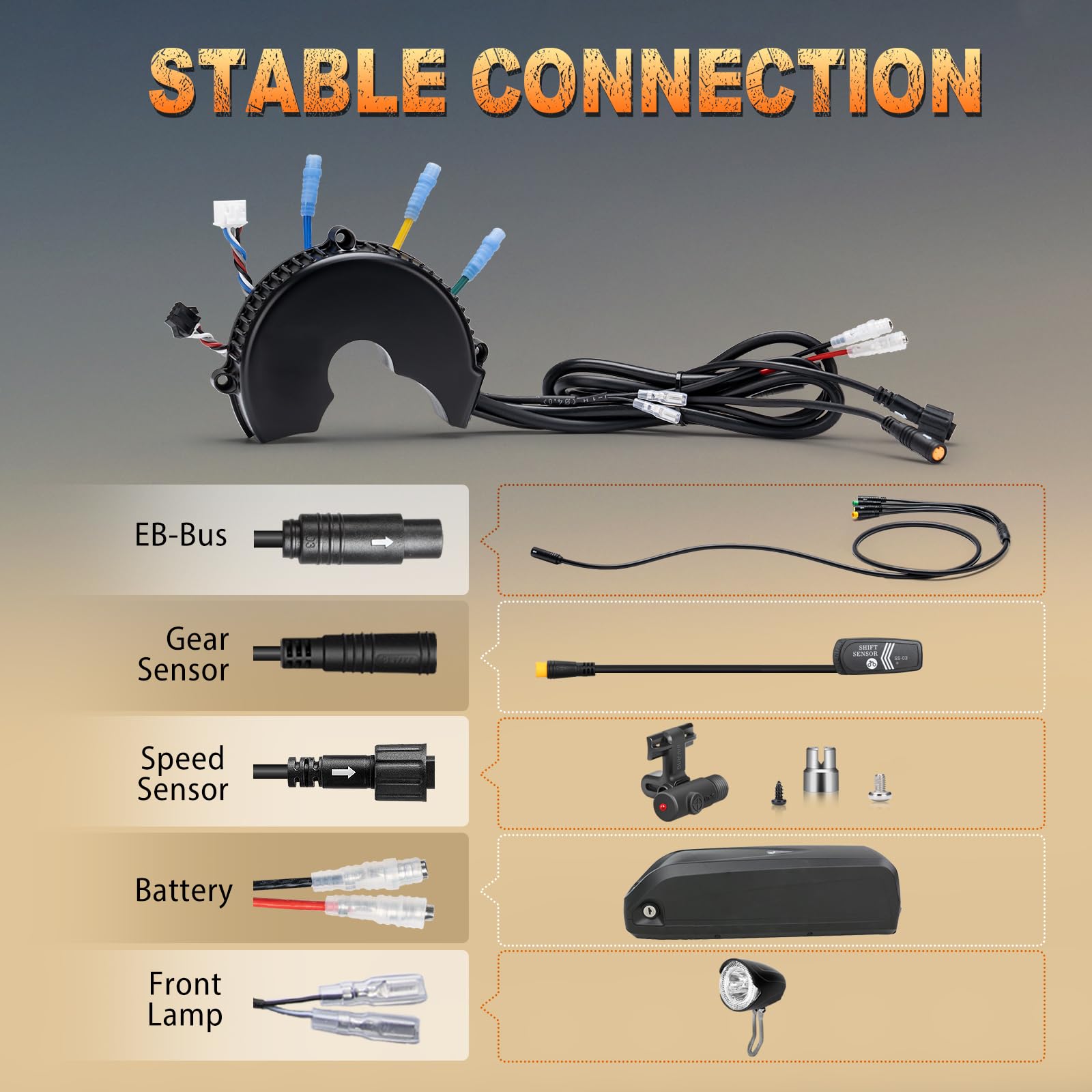 Bafang Controller Universale per Motori Mid Drive BBS (BBS-HD, BBS02B, BBS01B) con Connessione Lampada Anteriore e Sensore Cambio, Compatibile con Tensioni 36V/48V/52V e Potenze da 250W a 1000W