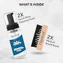 Opuleaf Shoe Cleaning Kit | 150ml Foam Cleaner + Medium Bristle Brush | For Sneakers, White Shoes, Leather, Suede, Canvas, Mesh | Sports Shoe Cleaner Foam Spray gallery image